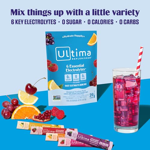 Ultima Replenisher Daily Electrolyte Drink Mix – Original Variety, 20 Stickpacks – Hydration Packets with 6 Electrolytes & Minerals – Keto Friendly, Vegan, Non- GMO & Sugar-Free Electrolyte Powder-UPStoxs