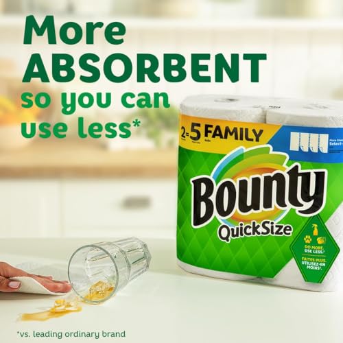 Bounty Paper Towels Quick Size, White, 16 Family Rolls = 40 Regular Rolls-UPStoxs