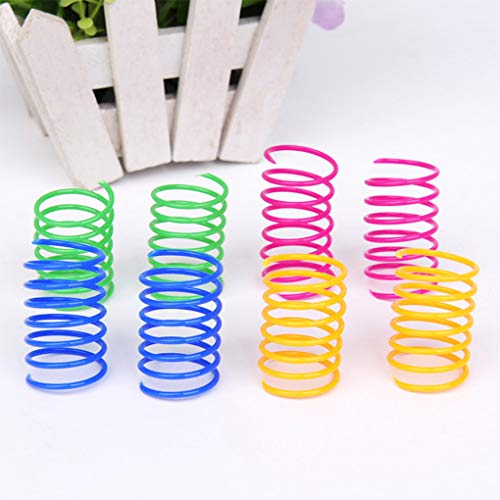 Andiker Cat Spiral Spring, 12 Pc Cat Creative Toy to Kill Time and Keep Fit Interactive Cat Toy Sturdy Heavy Plastic Spring Colorful Springs Cat Toy for Swatting, Biting, Hunting Kitten Toys-UPStoxs