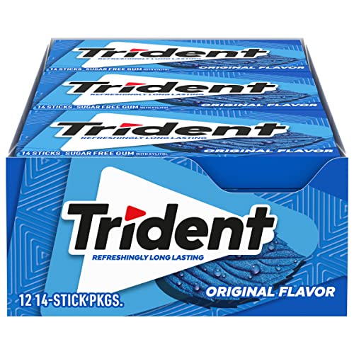 Trident Original Flavor Sugar Free Gum, 12 Packs of 14 Pieces (168 Total Pieces)-UPStoxs