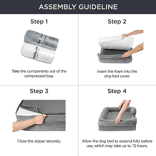 Bedsure Orthopedic Dog Bed for Medium Dogs - Waterproof Dog Sofa Beds Medium, Supportive Foam Pet Couch Bed with Removable Washable Cover, Waterproof Lining and Nonskid Bottom, Grey-UPStoxs