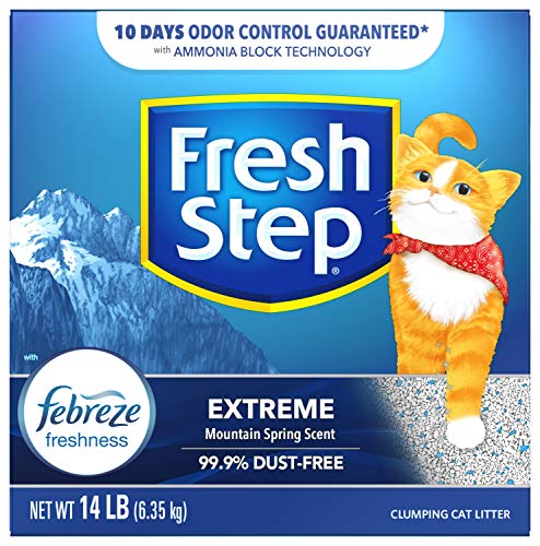 Fresh Step Clumping Cat Litter, Extreme, Long Lasting Odor Control Kitty Litter with Activated Charcoal, Low Dust Formula, 14 lb-UPStoxs