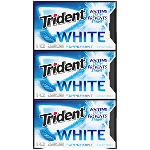 Trident White Peppermint Sugar Free Gum, 16 Count (Pack of 9)-UPStoxs