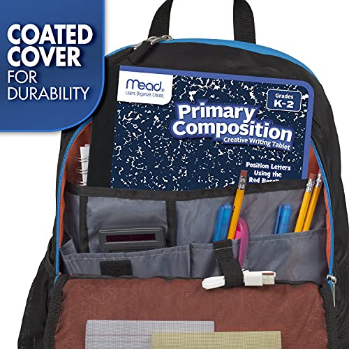 Mead Primary Composition Notebook, Wide Ruled Paper, Grades K-2 Writing Workbook, 9-3/4" x 7-1/2", 100 Sheets, Blue Marble (09902)-UPStoxs