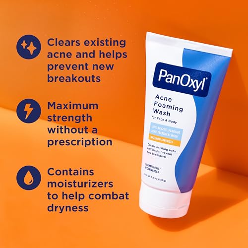 PanOxyl Acne Foaming Wash Benzoyl Peroxide 10% Maximum Strength Antimicrobial, 5.5 Oz-UPStoxs