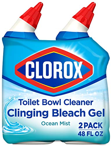 Clorox Toilet Bowl Cleaner, Clinging Bleach Gel, Ocean Mist - 24 Ounces, Pack of 2-UPStoxs