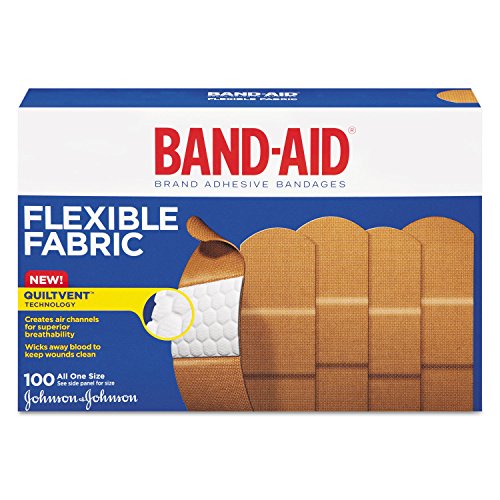 Band-Aid Brand Flexible Fabric Adhesive Bandages for Wound Care and First Aid, All One Size, 100 Count-UPStoxs