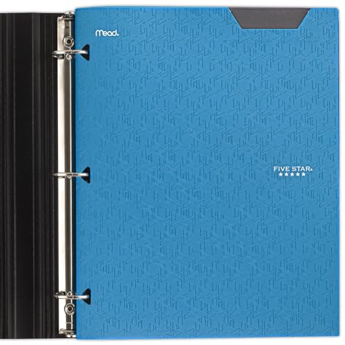 Five Star 2-Pocket Folder, Plastic Folder with Stay-Put Tabs, Fits 3 Ring Binder, Holds 8-1/2" x 11" Paper, Blue (333420H-ECM)-UPStoxs