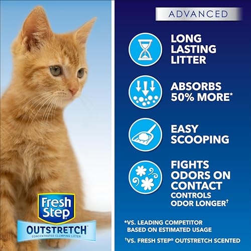 Fresh Step Outstretch, Clumping Cat Litter, Advanced, Extra Large, 32 Pounds total (2 Pack of 16lb Boxes)-UPStoxs