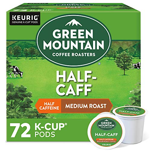 Green Mountain Coffee Roasters Half Caff Keurig Single-Serve K-Cup pods, Medium Roast Coffee, 72 Count (6 Packs of 12)-UPStoxs