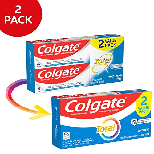 Colgate Total Whitening Toothpaste, Mint Toothpaste, 5.1 oz Tube, 2 Pack-UPStoxs