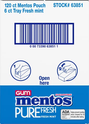 Mentos Pure Fresh Sugar-Free Chewing Gum with Xylitol, Fresh Mint, 120 Piece Bulk Resealable Bag (Pack of 1)-UPStoxs