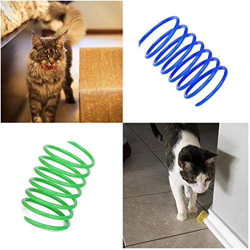 Andiker Cat Spiral Spring, 12 Pc Cat Creative Toy to Kill Time and Keep Fit Interactive Cat Toy Sturdy Heavy Plastic Spring Colorful Springs Cat Toy for Swatting, Biting, Hunting Kitten Toys-UPStoxs