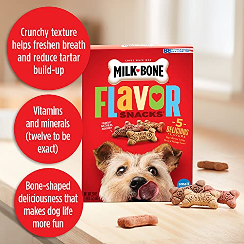 Milk-Bone Flavor Snacks Dog Treats, Small Biscuits, 7 Pound Crunchy Texture Helps Reduce Tartar-UPStoxs