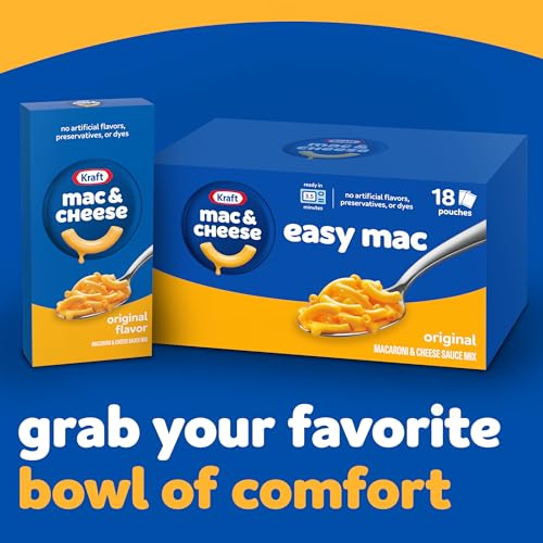 Kraft Easy Mac Original Macaroni & Cheese Microwavable Dinner (18 ct Packets)(Packaging May Vary)-UPStoxs