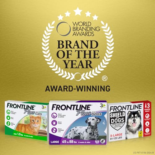 Frontline Plus Flea and Tick Treatment for Large Dogs Up to 45 to 88 lbs., 3 Treatments-UPStoxs