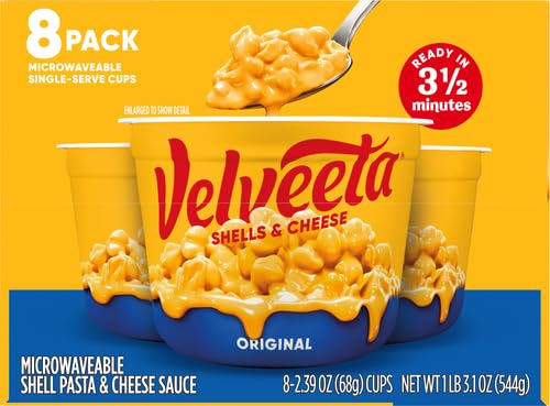 Velveeta Shells & Cheese Original Microwavable Macaroni and Cheese Cups (8 ct Pack, 2.39 oz Cups)-UPStoxs