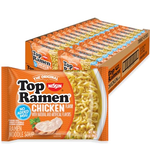 Nissin Top Ramen Noodle Soup, Chicken, 3 Ounce (Pack of 24)-UPStoxs