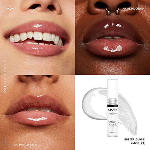 NYX PROFESSIONAL MAKEUP Butter Gloss, Non-Sticky Lip Gloss - Sugar Glass (Clear)-UPStoxs