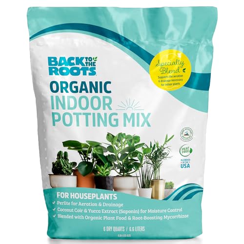 Back to the Roots 100% Organic Indoor Potting Mix (6 Quart), Promotes Healthy Houseplant Growth, Made in The USA-UPStoxs