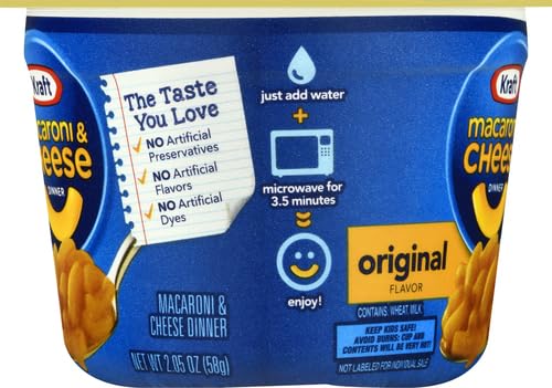 Kraft Original Easy Microwavable Macaroni and Cheese Cups (8 ct Box, 2.05 oz Cups)-UPStoxs