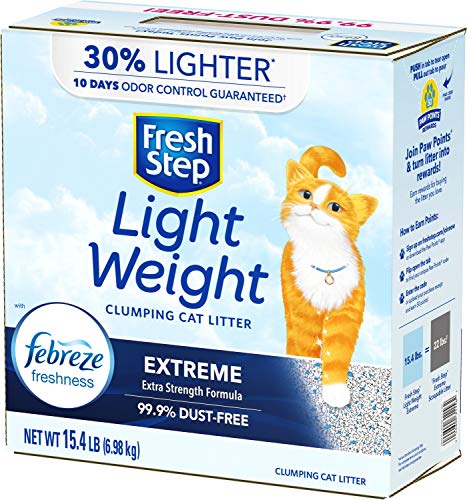 Fresh Step Clumping Cat Litter, Lightweight, Extreme, Long Lasting Odor Control Kitty Litter with Activated Charcoal, Low Dust Formula, 15.4 lb (Package May Vary)-UPStoxs