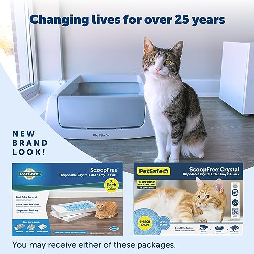 PetSafe ScoopFree Crystal Cat Litter Tray Refills – Fresh Scent, 3-Pack – Disposable Tray – Includes Leak Protection & Low Tracking Litter – Absorbs Odors On Contact-UPStoxs