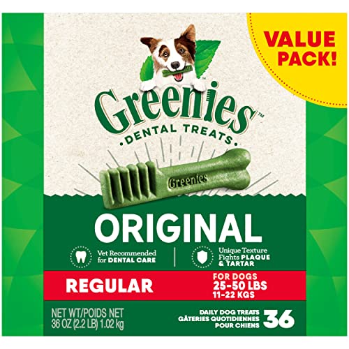 Greenies Original Regular Natural Dog Dental Care Chews Oral Health Dog Treats, 36 count (Pack of 1)-UPStoxs