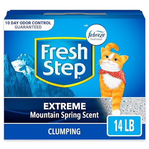 Fresh Step Clumping Cat Litter, Extreme, Long Lasting Odor Control Kitty Litter with Activated Charcoal, Low Dust Formula, 14 lb-UPStoxs