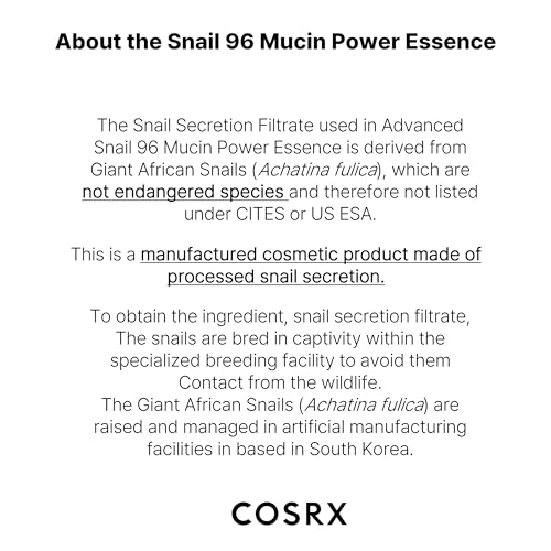 COSRX Snail Mucin 96% Power Repairing Essence 3.38 fl.oz 100ml, Hydrating Serum for Face with Snail Secretion Filtrate for Dull Skin & Fine Lines, Korean Skincare-UPStoxs