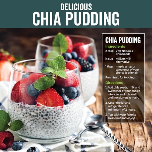 Viva Naturals Organic Chia Seeds 2 LBs - Plant-Based Omega-3 and Vegan Protein, Non-GMO Chia Seeds Organic Perfect for Smoothies, Salads and Chia Seed Pudding, Black Chia Seeds Bulk-UPStoxs