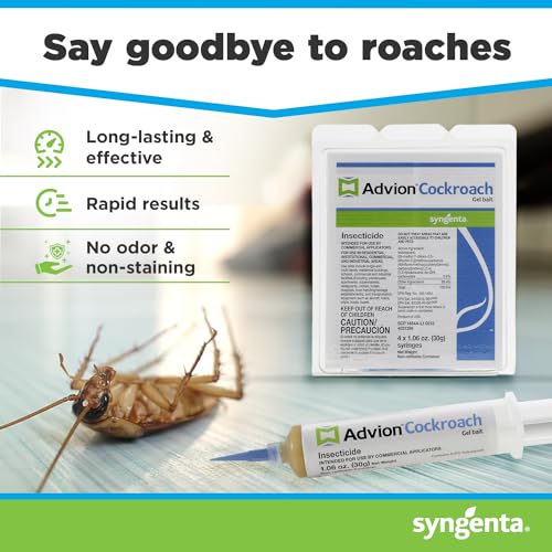 Advion Cockroach Gel Bait, 4 Tubes x 30-Grams, 4 Plunger and 4 Tips, German Roach Insect Pest Control, Indoor and Outdoor Use, Roach Killer Gel for American, German and Other Major Cockroach Species-UPStoxs