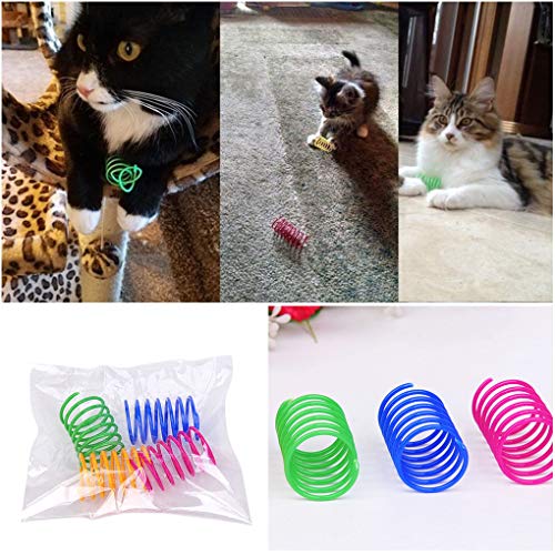 Andiker Cat Spiral Spring, 12 Pc Cat Creative Toy to Kill Time and Keep Fit Interactive Cat Toy Sturdy Heavy Plastic Spring Colorful Springs Cat Toy for Swatting, Biting, Hunting Kitten Toys-UPStoxs