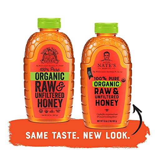 Nate's Organic 100% Pure, Raw & Unfiltered Honey - USDA Certified Organic - 32oz. Squeeze Bottle-UPStoxs