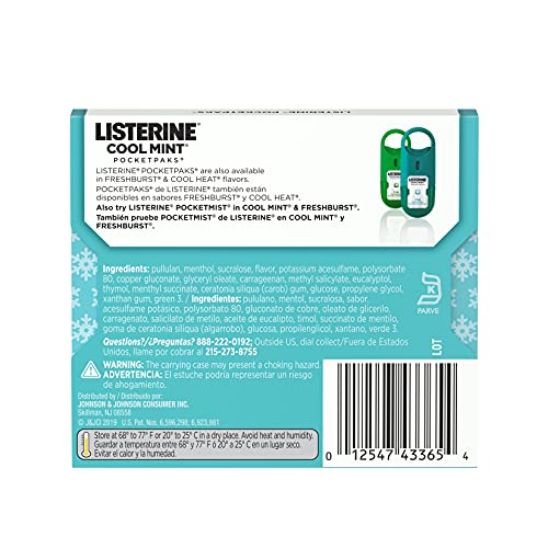 Listerine Cool Mint Pocketpaks Breath Strips Kills Bad Breath Germs, 24-Strip Pack (12 Pack)-UPStoxs