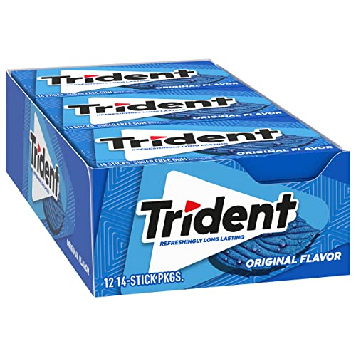 Trident Original Flavor Sugar Free Gum, 12 Packs of 14 Pieces (168 Total Pieces)-UPStoxs