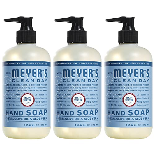 MRS. MEYER'S CLEAN DAY Hand Soap, Made with Essential Oils, Biodegradable Formula, Rain Water, 12.5 fl. oz - Pack of 3-UPStoxs