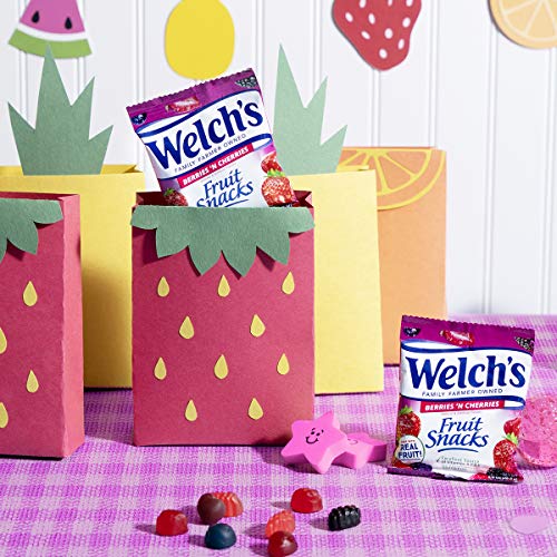 Welch's Fruit Snacks, Berries 'n Cherries, Perfect Halloween Candy Bulk Pack, Gluten Free, Individual Single Serve Bags, 0.8 oz (Pack of 40)-UPStoxs