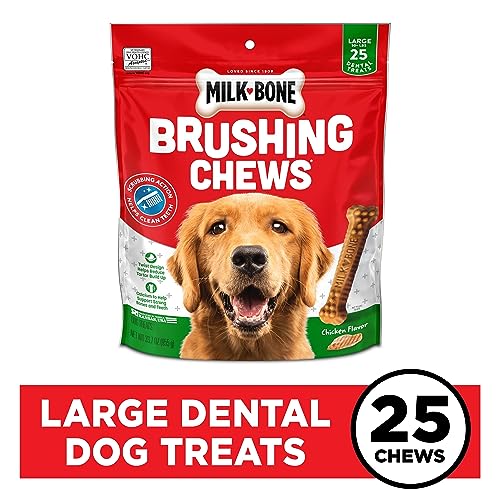 Milk-Bone Original Brushing Chews 25 Large Daily Dental Dog Treats Scrubbing Action Helps Clean Teeth-UPStoxs