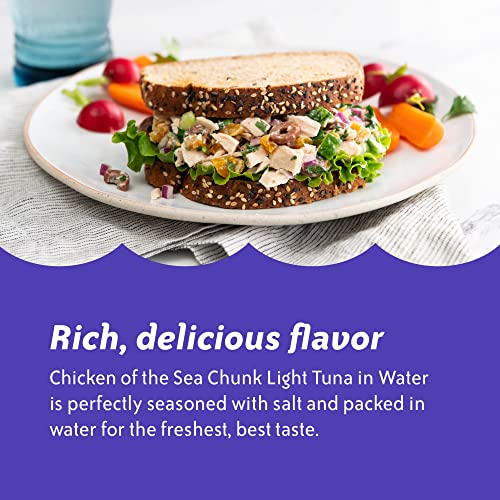 Chicken of the Sea Chunk Light Tuna in Water, Wild Caught Tuna, 25% Less Sodium, 5-Ounce Cans (Pack of 24)-UPStoxs