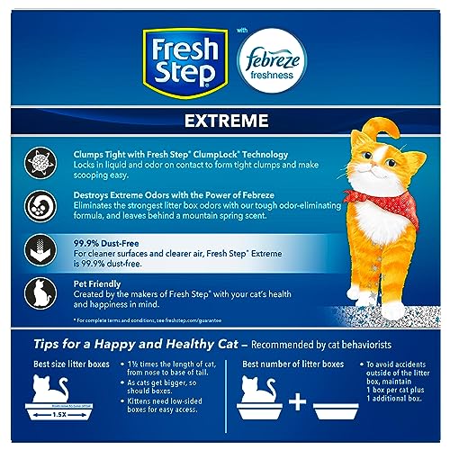 Fresh Step Clumping Cat Litter, Extreme, Long Lasting Odor Control Kitty Litter with Activated Charcoal, Low Dust Formula, 14 lb-UPStoxs