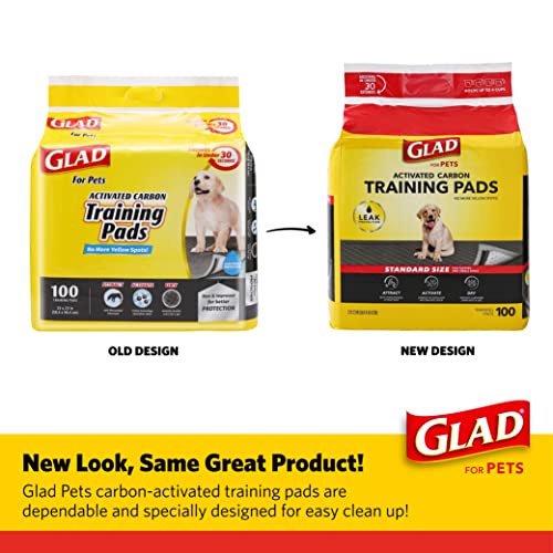 Glad for Pets Black Charcoal Puppy Pads - Super Absorbent Disposable Dog Pee Pads, Potty Training Pads, and Pet Supplies - Dog Pee Pads for Crate Training and Indoor Use 23" x 23" - 100 Count-UPStoxs