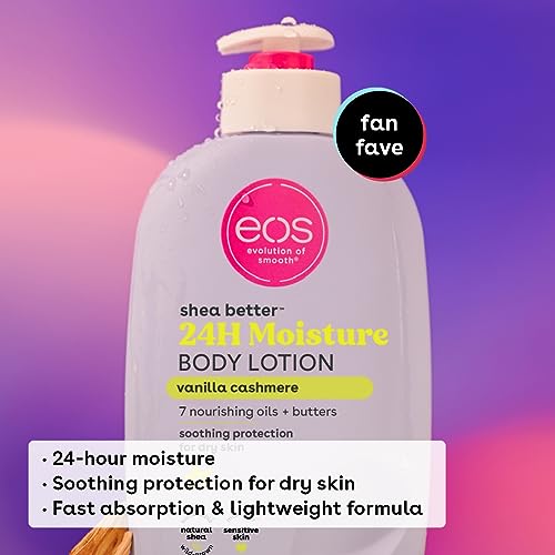 eos Shea Better Body Lotion- Vanilla Cashmere, 24-Hour Moisture Skin Care, Lightweight & Non-Greasy, Made with Natural Shea, Vegan, 16 fl oz-UPStoxs