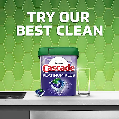 Cascade Platinum Dishwasher Pods, Detergent, Soap Pods, Actionpacs with Dishwasher Cleaner and Deodorizer Action, Fresh, 62 Count-UPStoxs