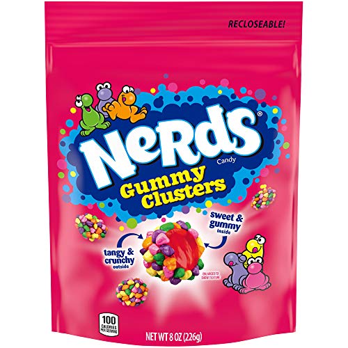 NERDS Gummy Clusters, Candy, Rainbow, Crunchy and Gummy, Back To School Sweet Treat, 8 oz-UPStoxs