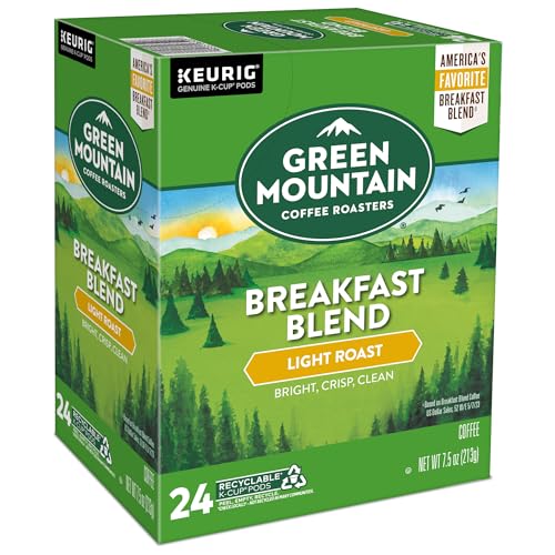 Green Mountain Coffee Roasters Breakfast Blend Single-Serve Keurig K-Cup Pods, Light Roast Coffee, 96 Count (4 Packs of 24)-UPStoxs