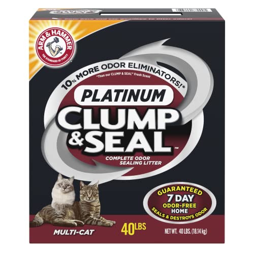 ARM & HAMMER Clump & Seal Platinum Cat Litter, Multi-Cat, 40 lbs (Pack of 1)-UPStoxs