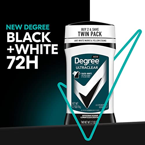 Degree Men UltraClear Antiperspirant Deodorant Black+White 2 Count 72-Hour Sweat & Odor Protection Antiperspirant For Men With MotionSense Technology 2.7 oz-UPStoxs