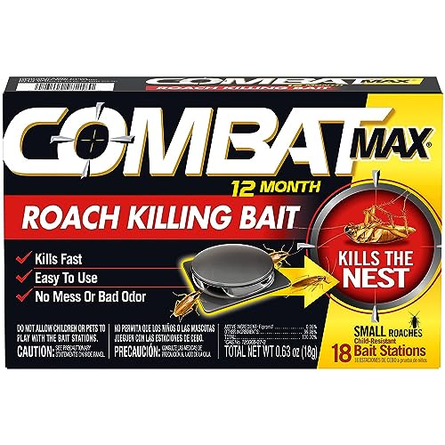 Combat Max 12 Month Roach Killing Bait, Small Roach Bait Station, Child-Resistant, 18 Count-UPStoxs