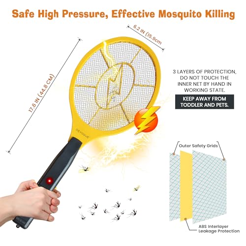 DEVOGUE® Electric Fly Swatter Bug Zapper Battery Operated Flies Killer Indoor & Outdoor Pest Control Mosquito Zapper and Insect Catcher Racket-UPStoxs